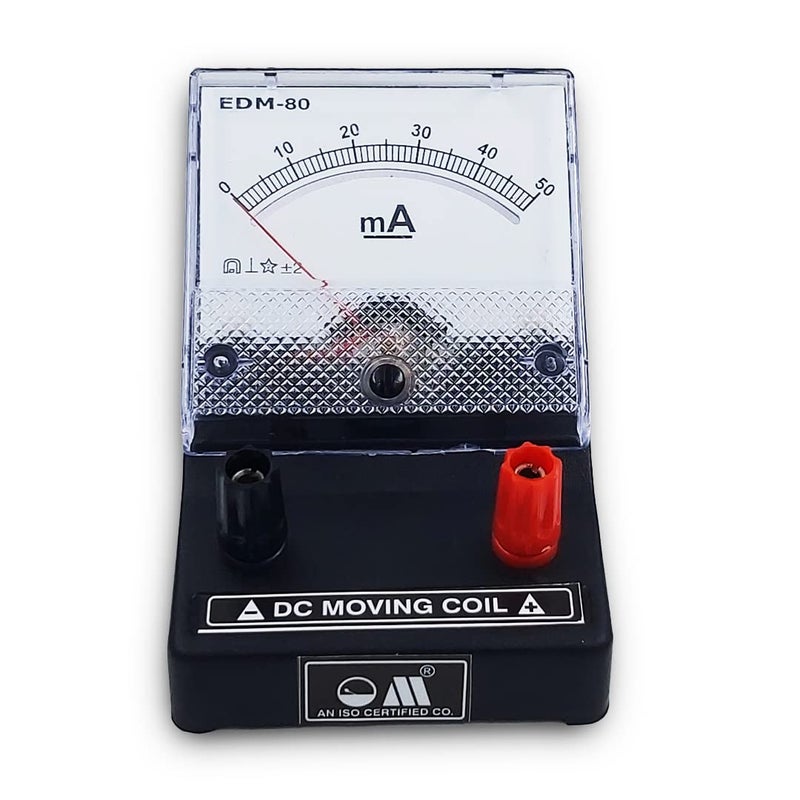 OM عداد ميلي أمبير ® Meters EDM-80 للمنضدة تناظري 0-50mA DC | مقياس أمبير | مقياس للأغراض التعليمية | أسود - Image 2