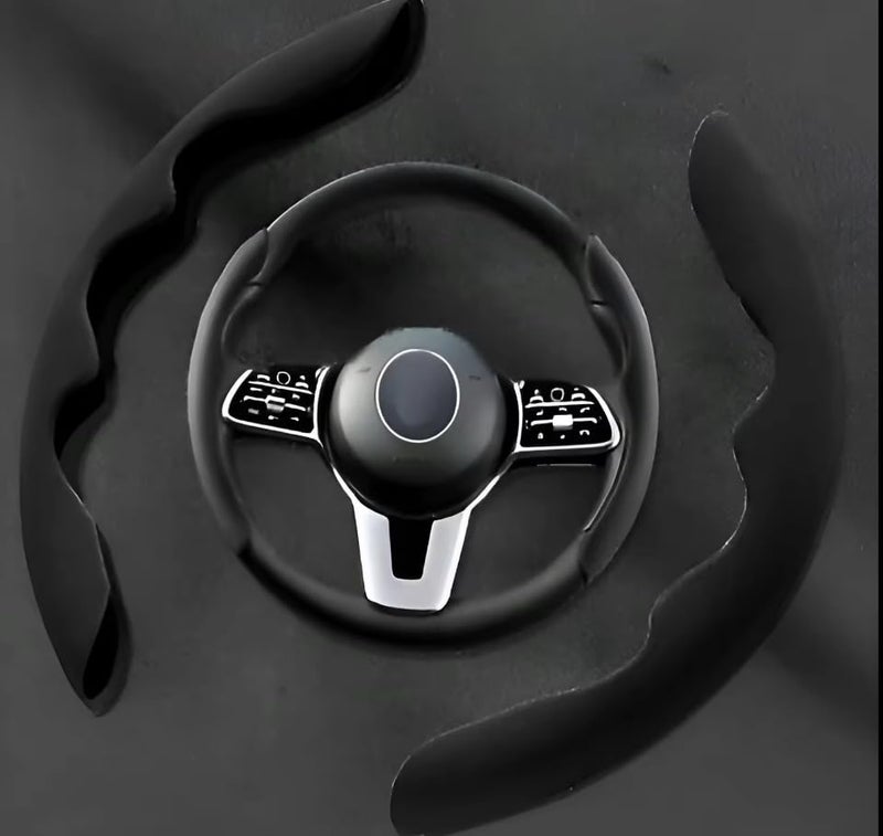 YOURKARTS.COM YOURKARTS Velvet Steering Wheel Cover, Universal, Anti-Slip, Car Interior Decoration (Black) - Image 1