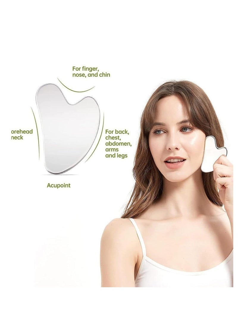 ECVV - Stainless Steel Gua Sha Tool for Facial Spa Massage - GuaSha Massager for Eyes, Body, Neck, Back, Legs - Image 1