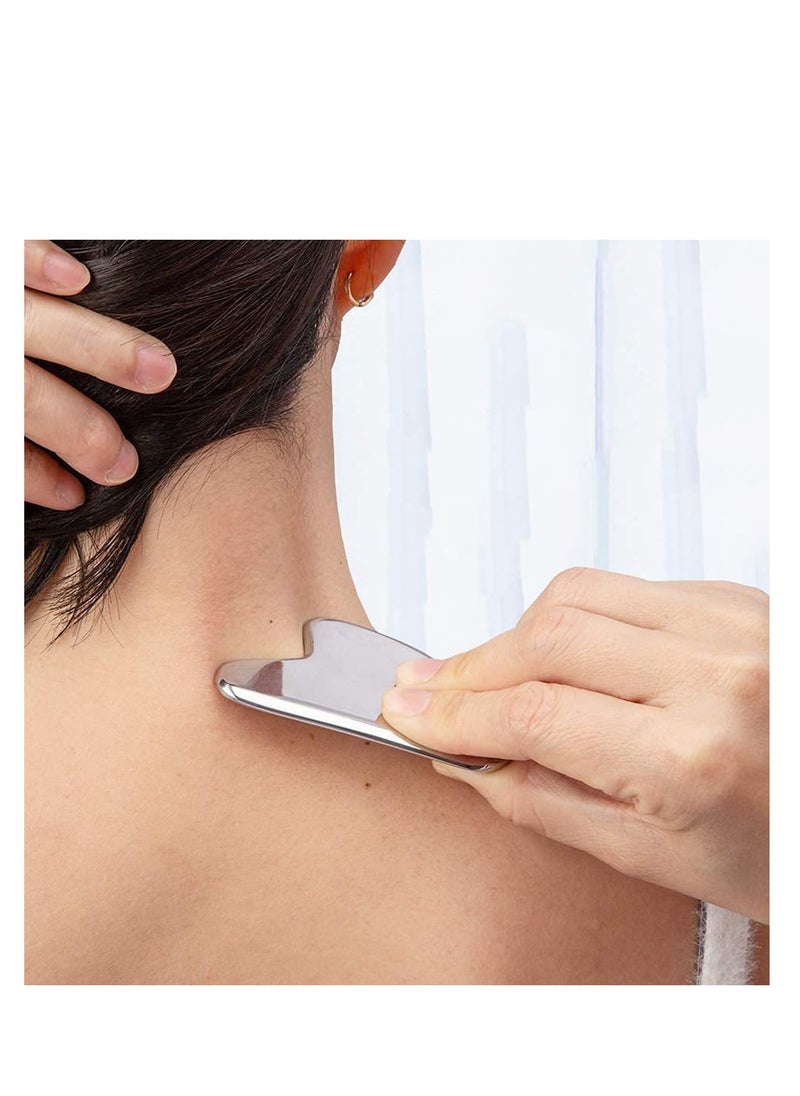 ECVV - Stainless Steel Gua Sha Tool for Facial Spa Massage - GuaSha Massager for Eyes, Body, Neck, Back, Legs - Image 1