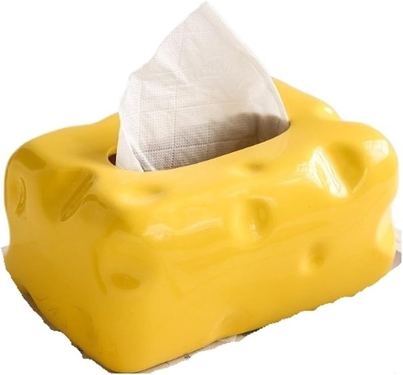 صندوق تخزين مناديل بدون قاع كبير باللون الأصفر الكريمي للمنزل طاولة القهوة في غرفة المعيشة - Image 1