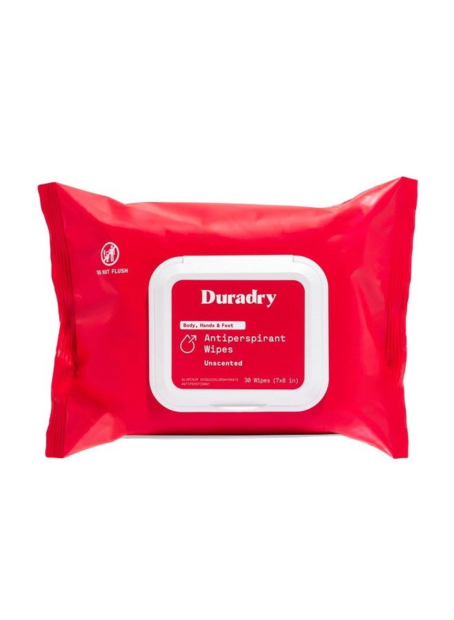 duradry Duradry Antiperspirant Body Wipes for Men & Women - Anti-Sweat Wipes for Hands and Feet, Neutralizes Odor and Excessive Sweating, Quick-Drying and Travel-Friendly - Unscented, Pack of 1 - Image 1