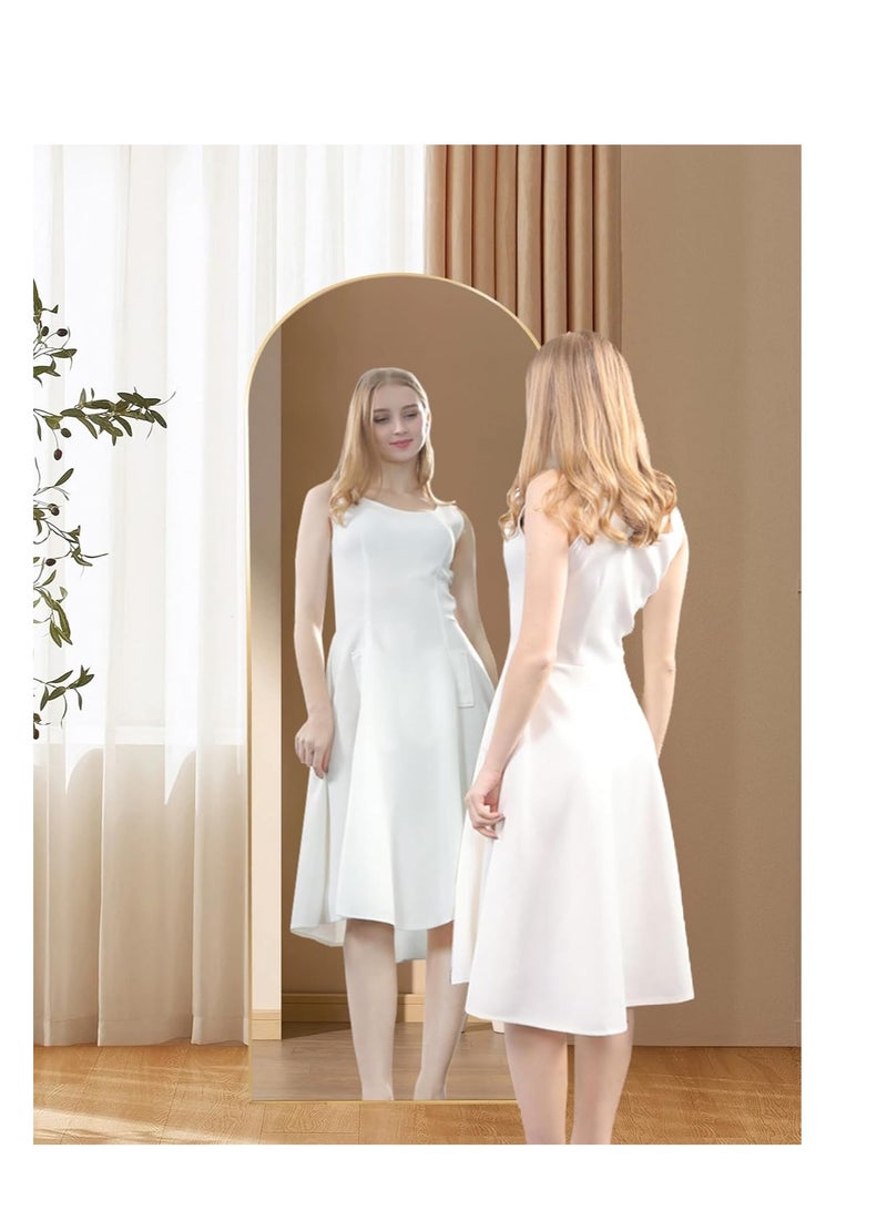 Thickening Arched Full Length Mirror with Stand-Silver Floor Length Mirror Metal Framed for Wall Mounted Body Mirror Leaning Full Body Mirror Entryway Dressing Mirror for Living Room Bedroom  - Image 3