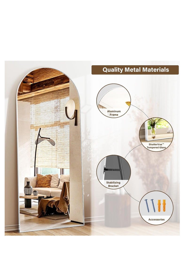 Thickening Arched Full Length Mirror with Stand-Silver Floor Length Mirror Metal Framed for Wall Mounted Body Mirror Leaning Full Body Mirror Entryway Dressing Mirror for Living Room Bedroom  - Image 5
