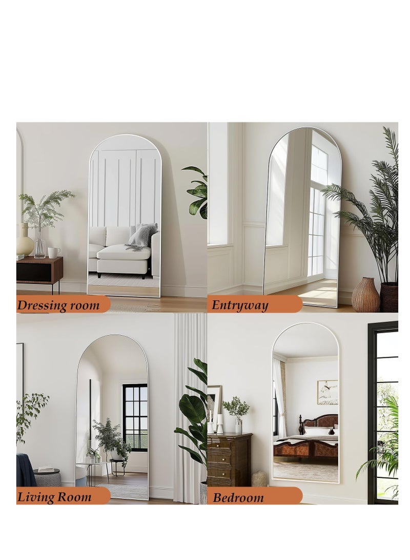 Thickening Arched Full Length Mirror with Stand-Silver Floor Length Mirror Metal Framed for Wall Mounted Body Mirror Leaning Full Body Mirror Entryway Dressing Mirror for Living Room Bedroom  - Image 4