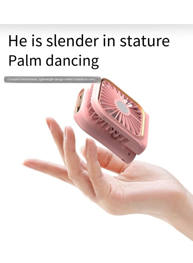 عام مروحة صغيرة محمولة بشاشة رقمية قابلة للطي محمولة خارجية مزودة ببنك طاقة USB وحامل هاتف محمول بثلاث سرعات - Image 5