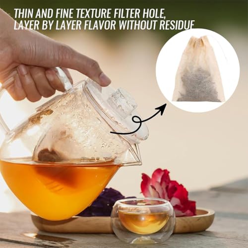 HASTHIP® Disposable Tea Filter Bags for Loose Tea Unbleached Wood Pulp Filter Bags Drawstring Leaking Proof Design Travel Portable Tea Filter Bags for Water Bottle, Pot, Cups, Mug, Pack of 100, Cream - Image 4
