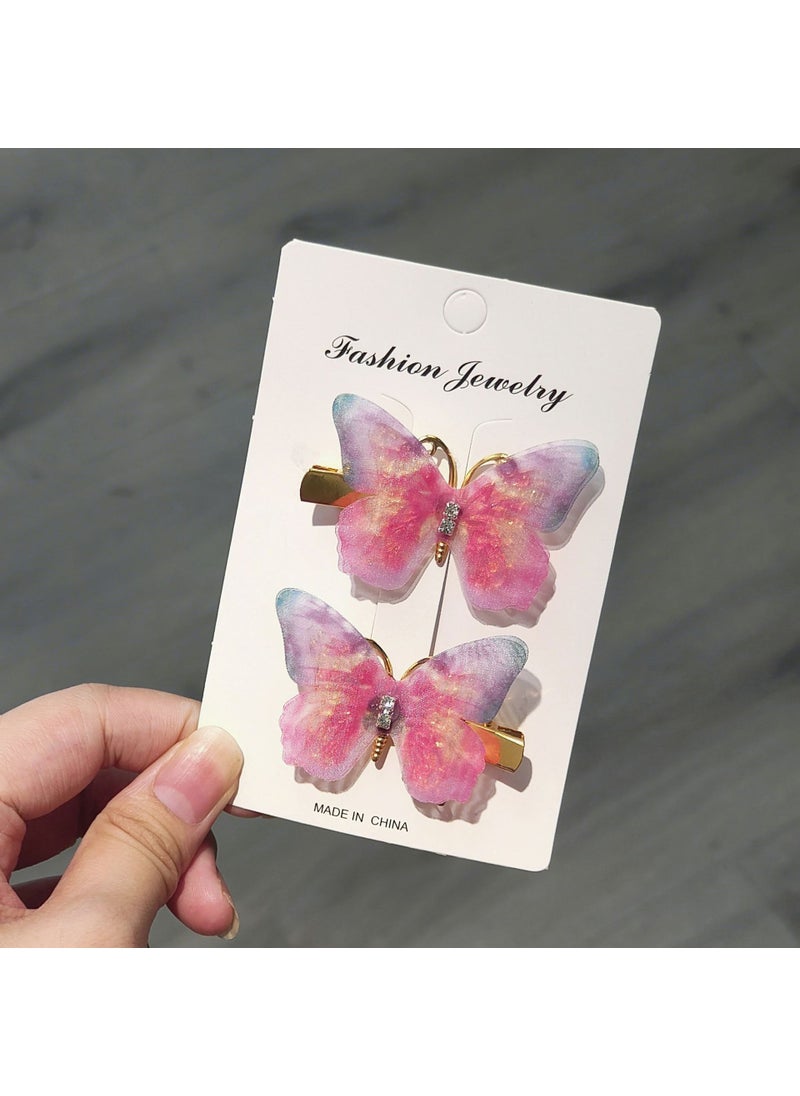 Generic - Cute Princess Butterfly Hair Clips for Girls A- Yan Mei Hong Pair of Cardboard Pack - Image 1