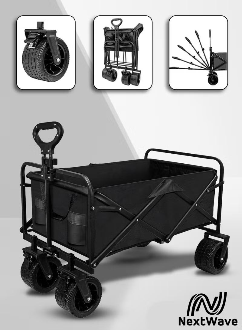 الموجة التالية عربة نقل متعددة الاستخدامات شديدة التحمل بسعة 150 كجم | عربة قابلة للطي بعجلات كبيرة لجميع التضاريس ومقبض قابل للتعديل - Image 1