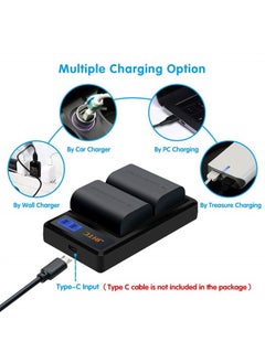 LP-E6 LP-E6N Battery 2 Packs and Dual USB LED LP-E6 Battery Charger Compatible with Canon EOS 5D Mark II III IV,5Ds,7D Mark II,7D,6D Mark II,6D,EOS 60D,60Da,70D,80D,90D,C700,EOS R,XC10,XC15