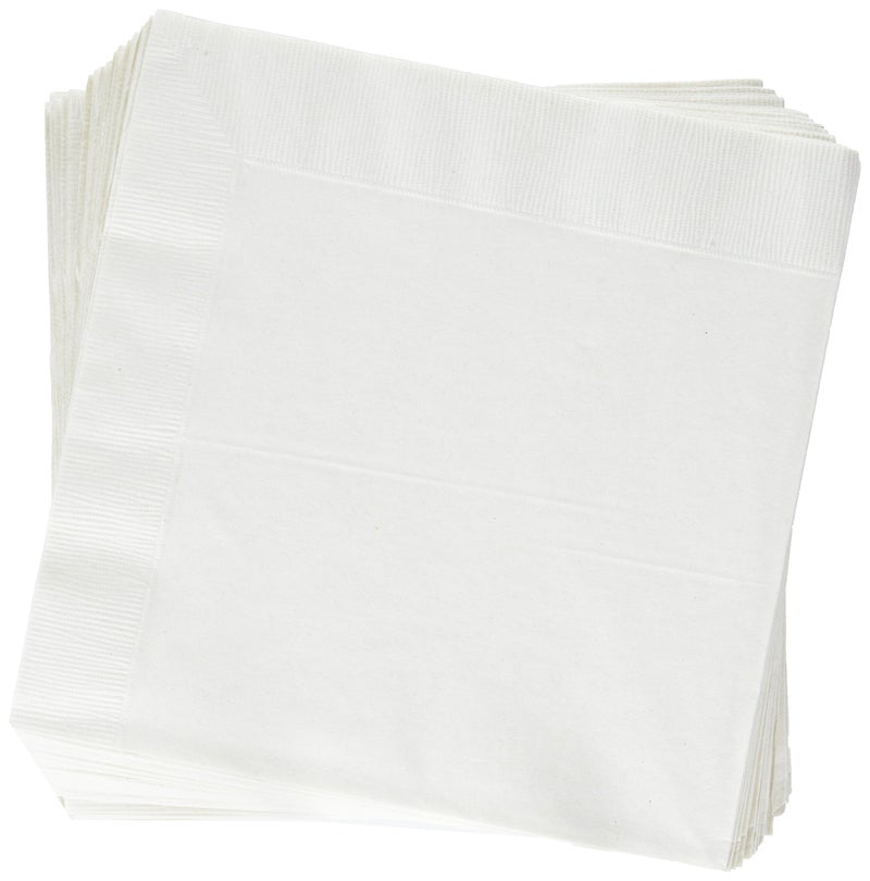 Creative Converting Paper Napkins, 3-Ply Dinner Size, White Color, 25-Count Package