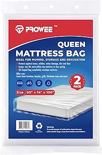 PROWEE PROWEE 2 Pack Queen Size Mattress Bag Clear Mattress Storage Bag Mattress Disposal Bag Mattress Plastic Cover for Moving  - Image 1