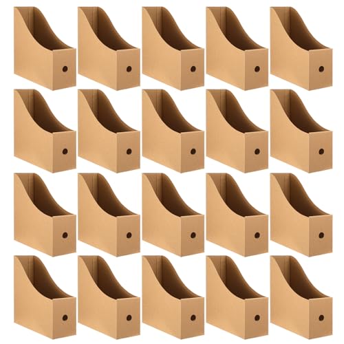 wutfuooo 20 Pack Cardboard Magazine File Holders, Sturdy Book Bins for Classroom Library, 10.6'' ×10.2'' ×3.5'' Inch Vertical File Folder Box - Image 1