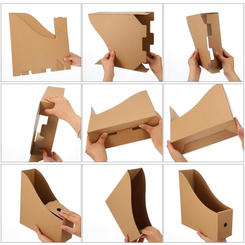 wutfuooo 20 Pack Cardboard Magazine File Holders, Sturdy Book Bins for Classroom Library, 10.6'' ×10.2'' ×3.5'' Inch Vertical File Folder Box - Image 3