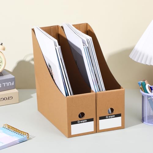 wutfuooo 20 Pack Cardboard Magazine File Holders, Sturdy Book Bins for Classroom Library, 10.6'' ×10.2'' ×3.5'' Inch Vertical File Folder Box - Image 4
