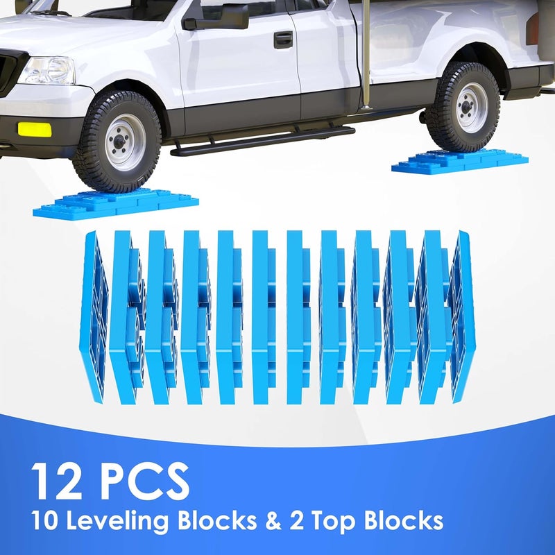 CircleRoad Heavy Duty RV Leveling Blocks 12 Pack, Interlocking Design Camper Leveling Blocks with Packing Bag, Ideal for Leveling Single and Dual Wheels (Blue) - Image 3