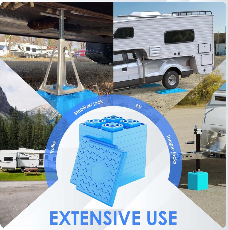 CircleRoad Heavy Duty RV Leveling Blocks 12 Pack, Interlocking Design Camper Leveling Blocks with Packing Bag, Ideal for Leveling Single and Dual Wheels (Blue) - Image 5