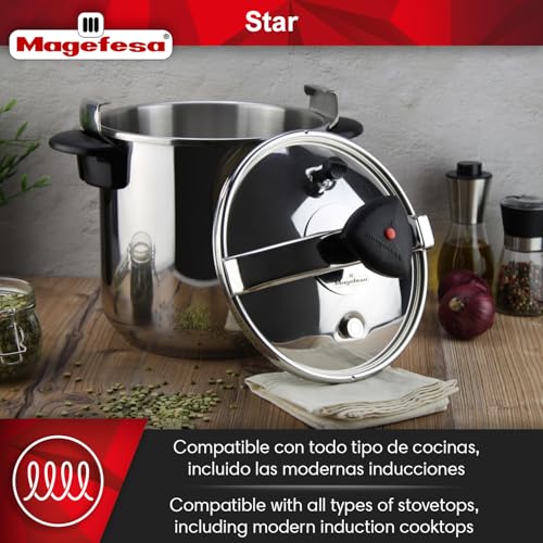 MAGEFESA Star 8.4-Quart Stainless Steel Pressure Cooker, Works on All Stovetops (Induction Compatible), Safety Lock & 8 PSI Cooking - Image 5