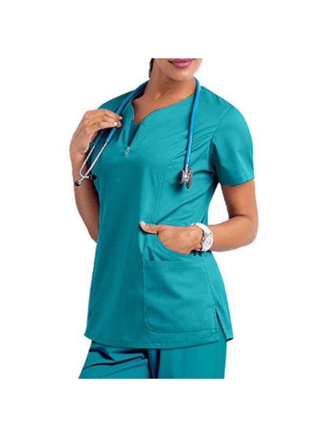 Loquat Womens Medical Scrubs Set Medical Uniform Set Lake Blue - Image 2