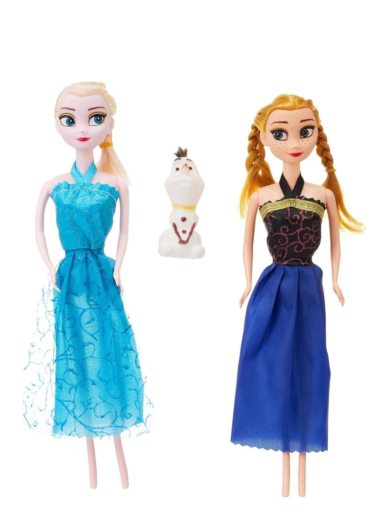 Frozen Magic Frozen Princess Anna & Elsa Doll Set with Olaf Snowman – Premium Fashion Dolls with Detailed Dresses - Image 1