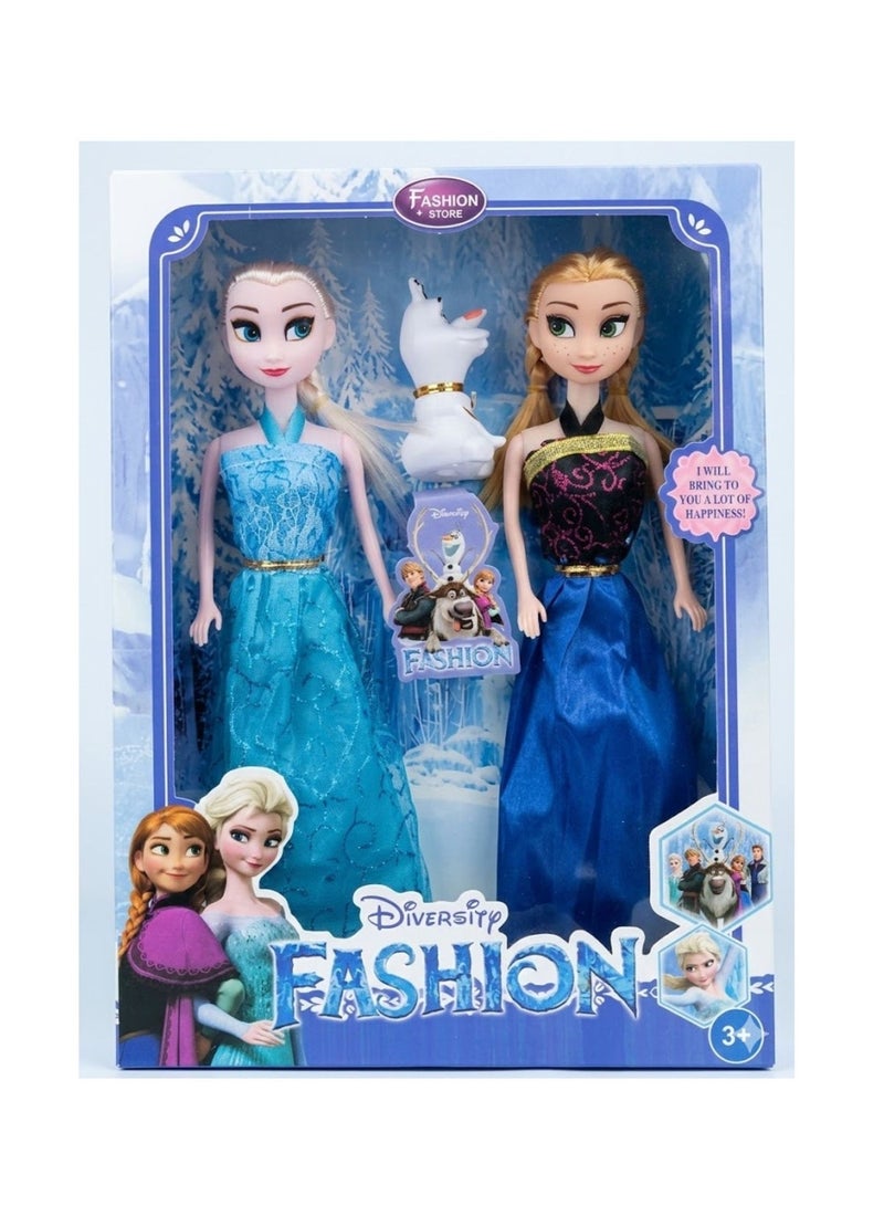 Frozen Magic Frozen Princess Anna & Elsa Doll Set with Olaf Snowman – Premium Fashion Dolls with Detailed Dresses - Image 2