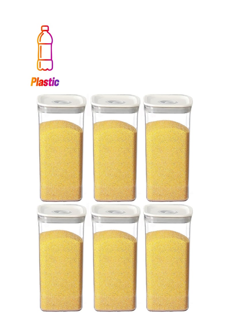 GGEROU Airtight Food Storage Containers,Set of 6，Food Grade Plastic Sealed Storage Tank for Candy,Coffee,Cereal 1500ml  - Image 1