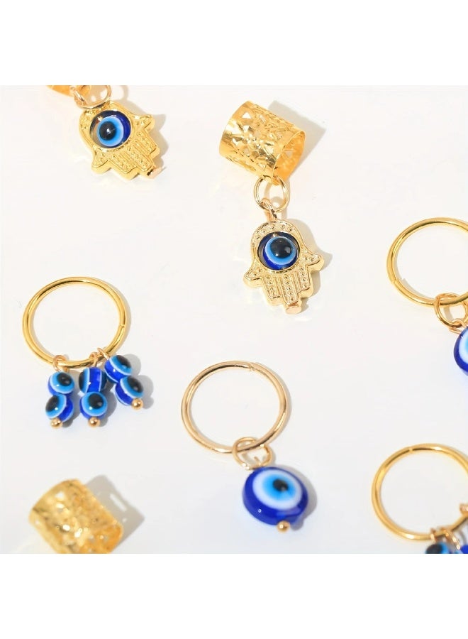 Goolsky 16pcs Golden Hair Braids Ring With Evil Eye Design Pendant Dreadlock Hair Jewelry Hairpins For Braids Hair Accessories For Women - Image 5