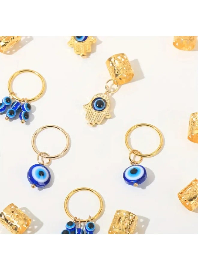 Goolsky 16pcs Golden Hair Braids Ring With Evil Eye Design Pendant Dreadlock Hair Jewelry Hairpins For Braids Hair Accessories For Women - Image 3