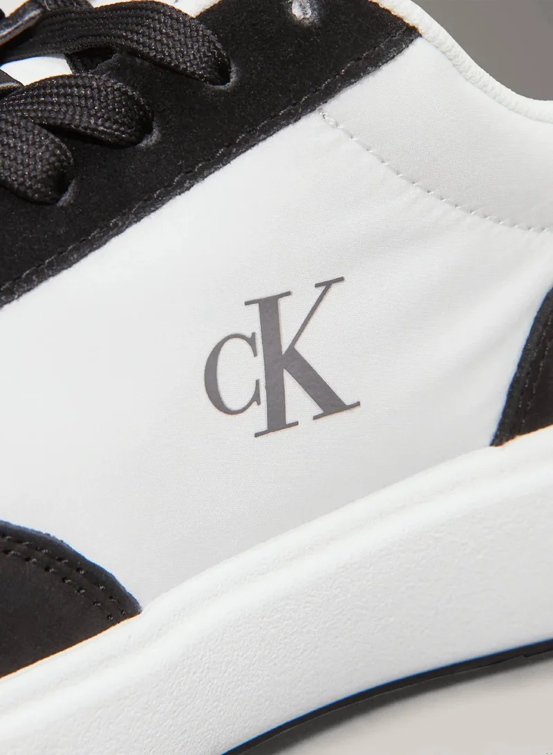 Calvin Klein Jeans Bright White/Black Leather Trainers for Women | Best Price UAE