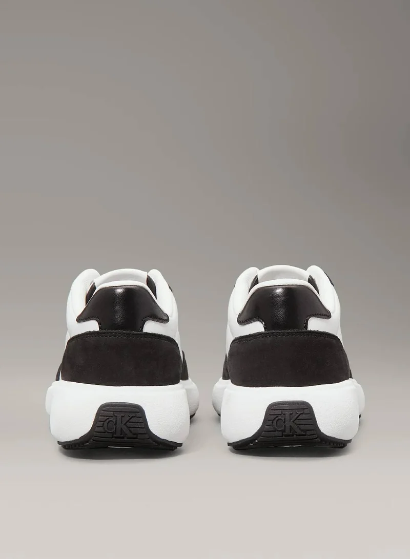 Calvin Klein Jeans Bright White/Black Leather Trainers for Women | Best Price UAE