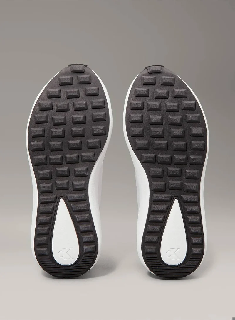 Calvin Klein Jeans Bright White/Black Leather Trainers for Women | Best Price UAE