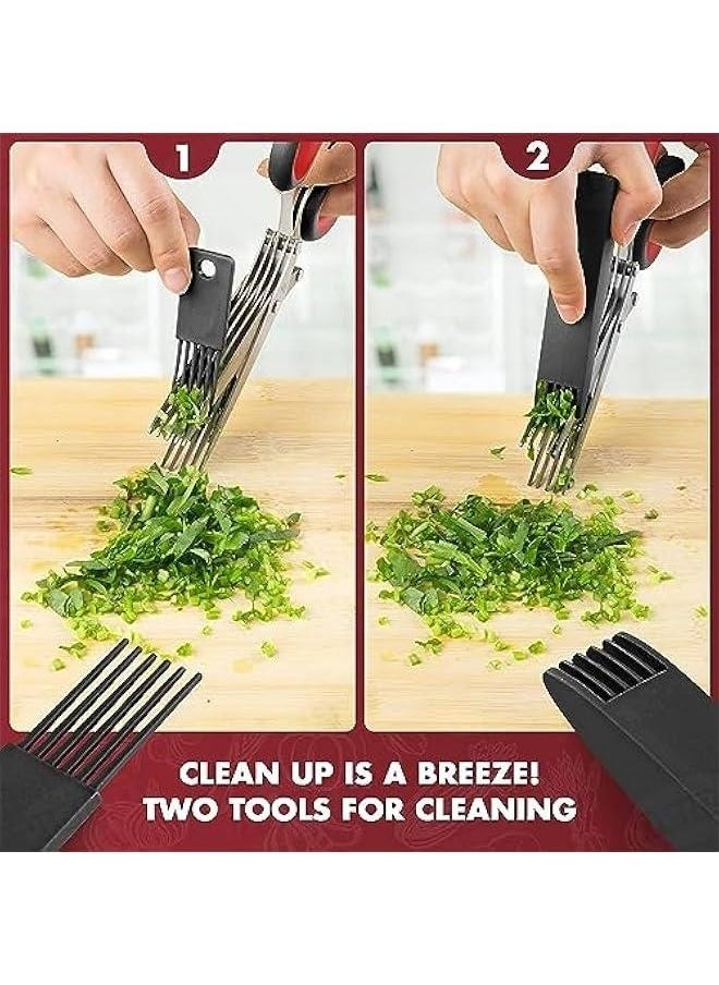 OMEVE Senbos Herb Scissors, Multipurpose Kitchen Scissor 5 Blade Herb Shears Cutter with Safety Cover and Cleaning Comb, Sharp Kitchen Shear Scissors for Chopping Basil Chive Parsley Cilantro Vegetables  - Image 5