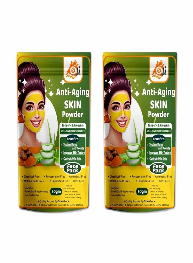 ORDERSHOCK Anti-Aging Skin Powder Turmeric And Aloe Vera Powder For Face Care And Skin Care Powder Pack Of - 02 - Image 1