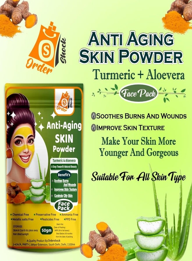 ORDERSHOCK Anti-Aging Skin Powder Turmeric And Aloe Vera Powder For Face Care And Skin Care Powder Pack Of - 02 - Image 3