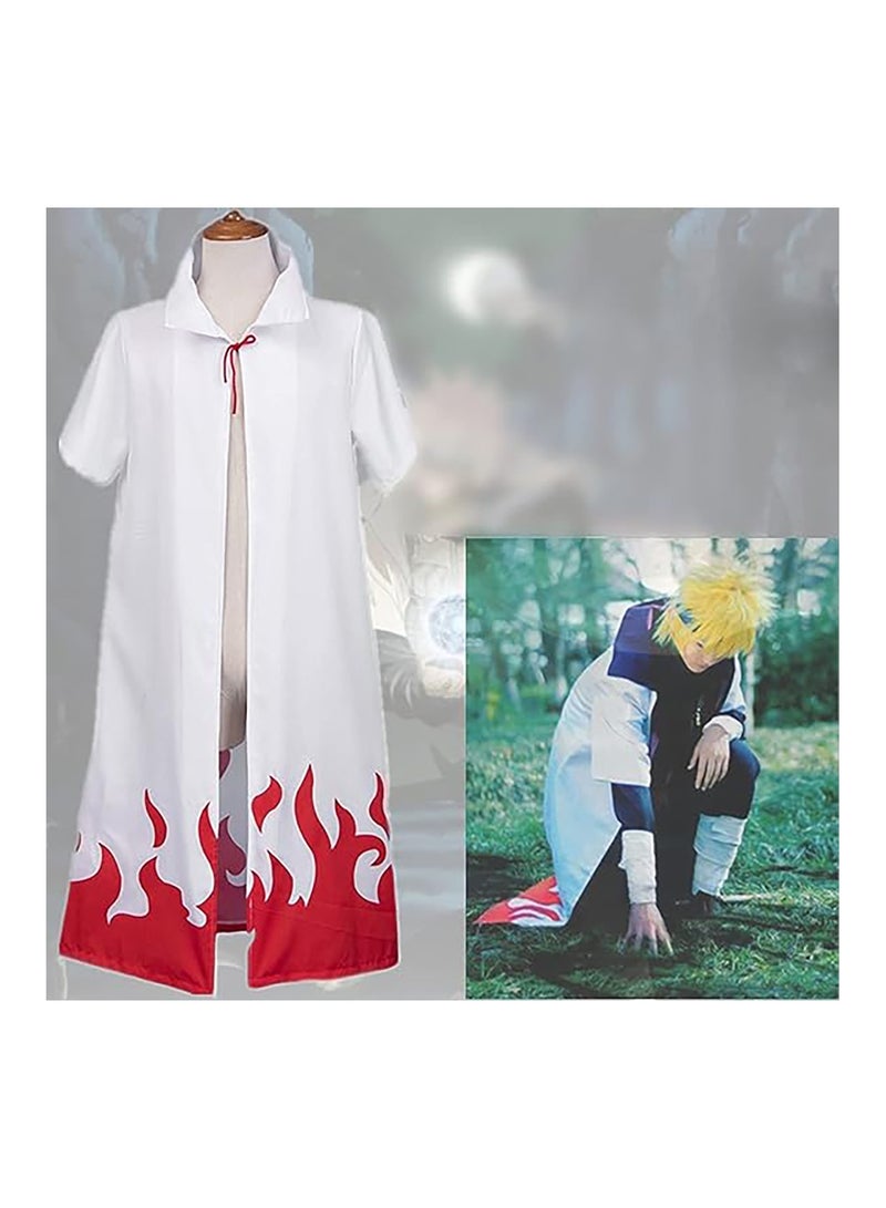 Unisex Naruto Ninja Long Robe Costume Minato Namikaze Cosplay Cape Robe Fourth Ninja Cloak Adult And Kids Costume Uniform Size XXL - Image 3