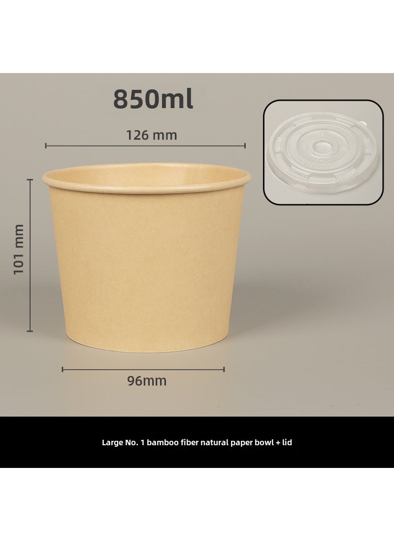 Generic - Custom Disposable Paper Bowls with Lids for Takeout Big No. 1 [natural color paper bowl cover]-about 850ml - Image 1