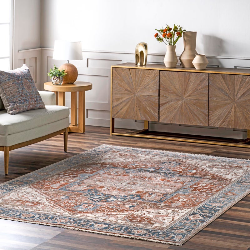 nuLOOM Harriet Vintage Medallion Fringe Area Rug  3x5 Accent Rug Traditional BlueMulticolor Rugs for Living Room Bedroom Dining Room Entryway Kitchen
