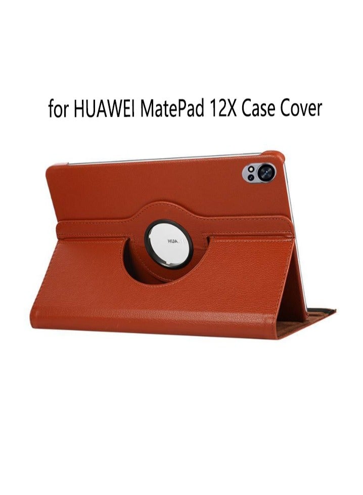 إغرين99 لـ HUAWEI MatePad 12X غطاء الحالة ، وقف زاوية متعددة + 360 قوس دوار + غطاء واقي رقيق من الجلد مقاوم للصدمات ، بني - Image 1