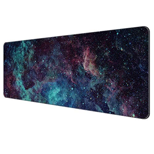 Dynippy Thin Extended Gaming Mouse Pad （31.5 * 11.8 * 0.08 inch） with Stitched Edges Large , Long XXL Keyboard and Mouse pad Desk Mat for Gaming Office & Home - Galaxy Space - Image 1