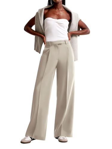 NIMIN Women Wide Leg Pants High Waisted Casual Corporate Work Trousers Business Dress Pants with Pockets Apricot - Image 5