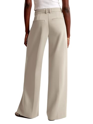 NIMIN Women Wide Leg Pants High Waisted Casual Corporate Work Trousers Business Dress Pants with Pockets Apricot - Image 4
