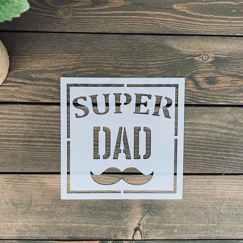 CLITHS Cliths Set of 6 Father’s Day Stencil Set (5x5 Inch Each) Super Dad, Grill & Tool-Themed Templates Reusable DIY Gift Kit for Wood Signs, T-Shirts & Home Decor - Image 4