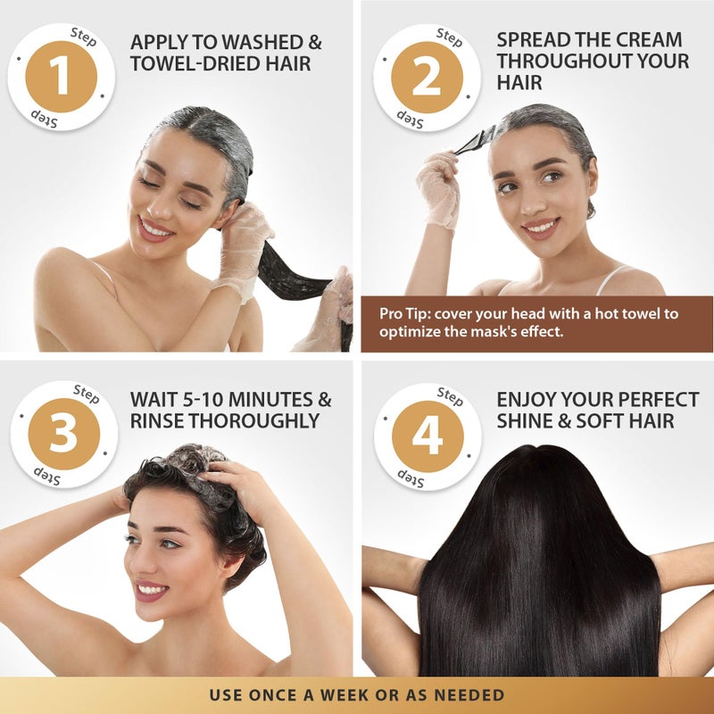 SUNATORIA Hair Mask with Keratin & Argan Oil - Conditioner for Dry, Damaged, Frizzy Hair & Split Ends - Hair Treatment Serum for Hair Repair & Hydrating - 8.5 Fl Oz - Image 4