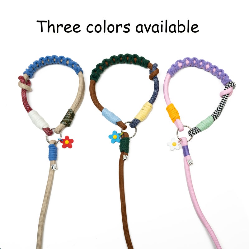 Khaki Color Dog Traction Rope 47.24inch Comfortable Handle for Small Medium Dogs Outdoor Training - Image 1
