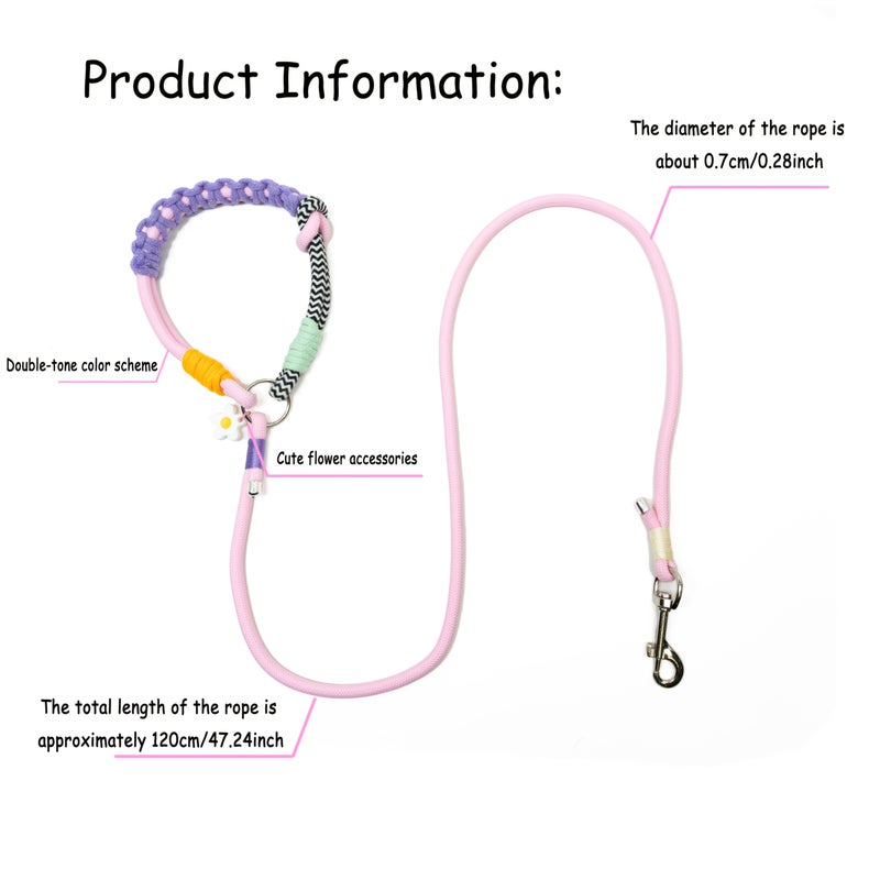 Khaki Color Dog Traction Rope 47.24inch Comfortable Handle for Small Medium Dogs Outdoor Training - Image 2