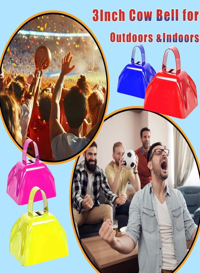 Qidoe Cow Bells Noise Makers for Sporting Events, 4PCS Metal Cowbells with Handle - Small Loud Bell Bulk Hand Percussion Noisemakers for Football Games Graduation Sporting Events Weddings - Image 3