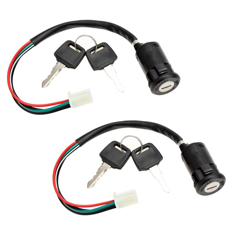 HHZL Ignition Switch with Key 4 Wire Pin Ignition Key Switch Set for 50cc 70cc 90cc 110cc 125cc 150cc TaoTao Coolster Sunl Apollo Baja Chinese ATV Quad Dirt Bike and 4 Wheeler Scooter Parts 2PCS - Image 3