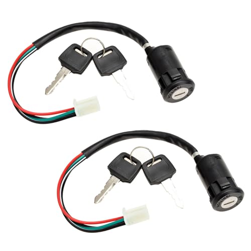 HHZL Ignition Switch with Key 4 Wire Pin Ignition Key Switch Set for 50cc 70cc 90cc 110cc 125cc 150cc TaoTao Coolster Sunl Apollo Baja Chinese ATV Quad Dirt Bike and 4 Wheeler Scooter Parts 2PCS - Image 1