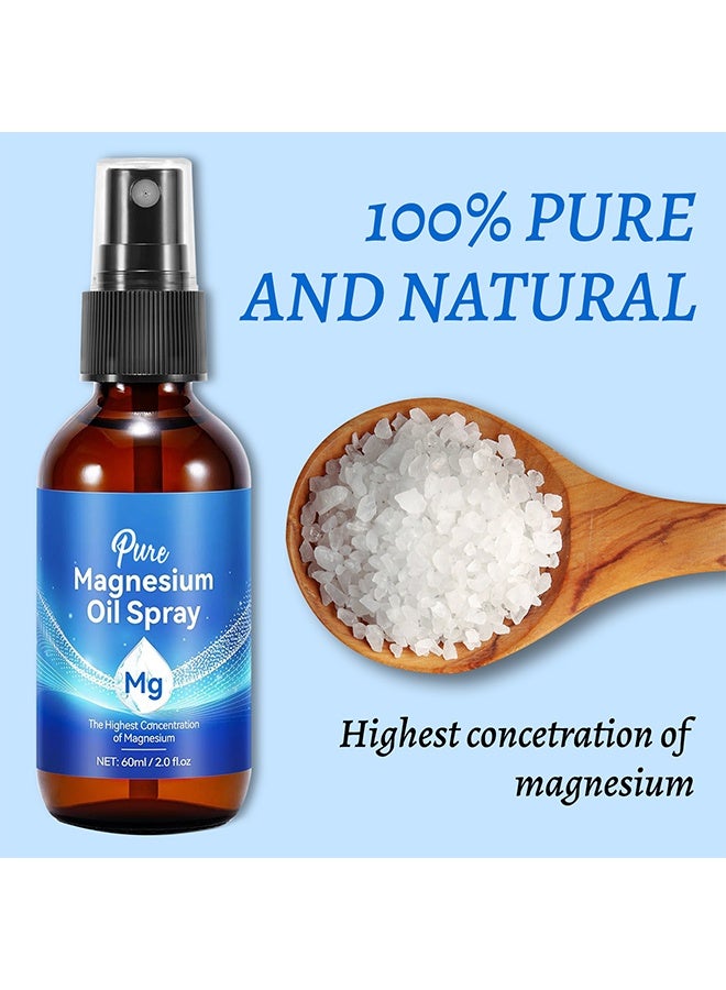 PURE Pure Magnesium Oil Spray Natural Body Oil Spray for Better Sleep Relief and Relaxation Relieve Muscle Tension Organic Magnesium Oil Spray for Feet Magnesium Spray -60ml - Image 4
