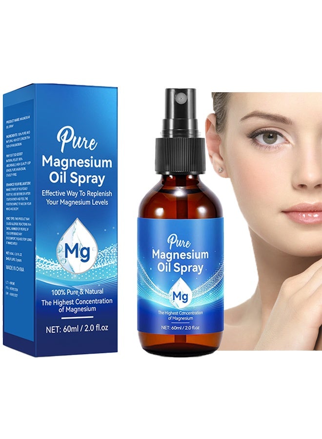 PURE Pure Magnesium Oil Spray Natural Body Oil Spray for Better Sleep Relief and Relaxation Relieve Muscle Tension Organic Magnesium Oil Spray for Feet Magnesium Spray -60ml - Image 1